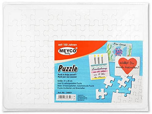 Puzzle blanc en carton avec 60 pièces à personnaliser ?? Puzzlegr??????: 27,5 x 19 cm ?? Au? Enma? : 29,5 x 21 cm ?? St??rke 3 mm ?? 1 pièce?????????????? Puzzle à peindre, imprimer et décorer