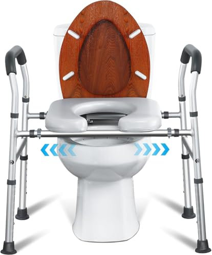 Hanured® ToilettensitzerhöHung mit Armlehnen, WC Sitzerhöhung mit Höhenverstellbaren, Aufstehhilfe Toilette für Senioren, Tragfähigkeit 160 kg