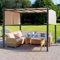 Gazebo, bigzzia Metal Pergola With Retractable Roof,Outdoor Parasol Features Water-Resistant And SPF 15 With PU Coated Canopy,Sun Shade For Garden Party Barbecue Event (Cream-colored, 10FtX10Ft)