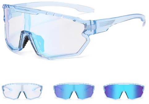 FOSDICK Lunette de Cyclisme Photochromique Homme Femme Lunette Vélo VTT Anti-UV400 Lunettes Photochromiques lunettes Running