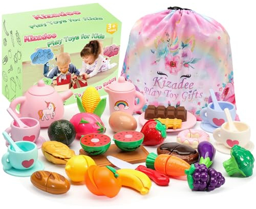Silicone Tea Set, Silicone Tea Party Set, Food Grade Pretend Play Tea Party Accessories for Girls, Pink