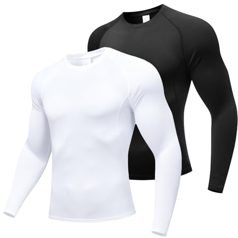 Towintec Maglietta a Compressione da Uomo Maglia Manica Lunga Camicia Asciugatura Rapida Traspirante Maniche Lunghe Maglietta Termica da Corsa Palestra Ciclismo Fitness Allenamento Sportiva Shirt