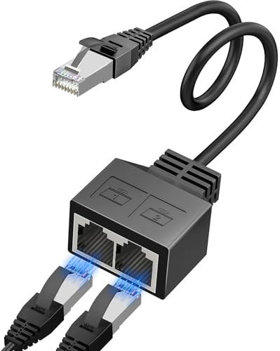 1STCHAMP RJ45 1 Male to 2 x Female LAN Splitter Network Adapter Cable Suitable Super Cat5, Ethernet Splitter Cable Suitable Super Cat5e, Cat6, Cat7 Cat 8 LAN Ethernet Socket Connector Adapter
