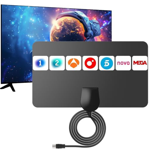 Antena TDT Interior de Panel para Smart TV – Antena TV Digital HD 4K/Full HD, Recepción 360° Omnidireccional, Diseño Ultrafino y Flexible, Compatible con DVB-T2/DVB-T y HDTV, Señal Estable