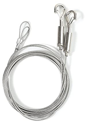 2 pezzi corda metallica in acciaio inox, morsetto automatico con gancio di bloccaggio, rondella sospesa, attrezzatura per la luce del pannello, immagine, acciaio inossidabile, robusto