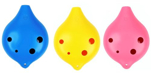 BORFUE 3 Pieces 6 Hole Ocarina Alto C Ceramic Smokey Pink Blue and Yellow Ocarina Friendly Plastic Instrument for Early Learning and Special Occasions