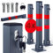 DEUBA® 4X Car Security Barrier for Driveways | Telescopic Retractable Parking Space Bollard | 3 Keys | Pre-Drilled Base Plate, Reflective Strips