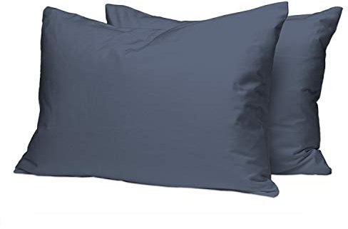Pizuna Luxuriöser Soft-Satin 2er Pack Kissenbezug 70 x 90 cm Dunkelblau, 400 Fadenzahl Baumwolle Kissenbezüge, 100% Langstapel Baumwolle Kissenbezug (Dunkelblau, 70x90 cm)