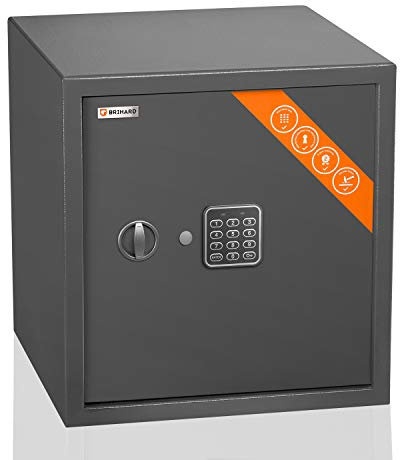 Brihard Business Cassaforte Grande con Borsa Ignifuga – Cassaforte da Armadio 48L (40x36x36cm) con Schermo LCD e Ripiano Removibile – Ideale per Contanti, Documenti e Oggetti di Valore