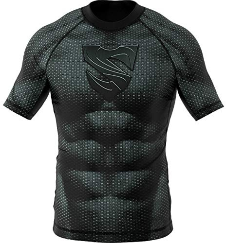 SMMASH S-Man Rashguard Niño Manga Corta, Camisetas para MMA, Artes Marciales, Deportivo Niño Camiseta, Krav Maga, K1, Karate, Material Transpirable y Antibacteriano, (XL)