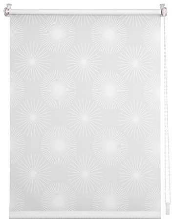 Lichtblick Seitenzugrollo Klemmfix, ohne Bohren, Klemmträger, lichtdurchlässig, Blickdicht, Ausbrenner, weiß-weiß Weiß Sonne, 70 cm x 150 cm (B x L)