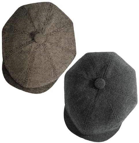 Senker Fashion Newsboy Cap for Men, Irish Newsies Hat Classic 8 Panel Wool Blend for Old Man Cabbie Driving
