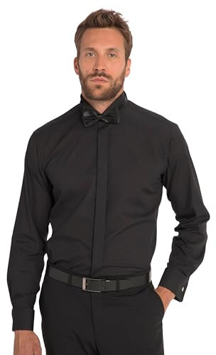 JP 1880, Chemise de Smoking, Business, avec Boutons de Manchette élégants, jusqu'à 8XL, Noir, XXXXXXXL Homme