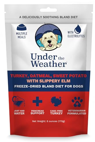 Under the Weather Bland Diet for Dogs | Easy to Digest Stomach Support for Sick Dogs | Contains Electrolytes, All Natural | 1 Pack - Turkey, Oatmeal, Sweet Potato & Slippery Elm - 6oz