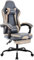 WOTSTA Gaming Chair Computerstuhl Ergonomischer Gaming Stuhl mit Fußstütze Bürostuhl Ergonomischer Computerstuhl mit Lendenwirbelstütze BlauBeige