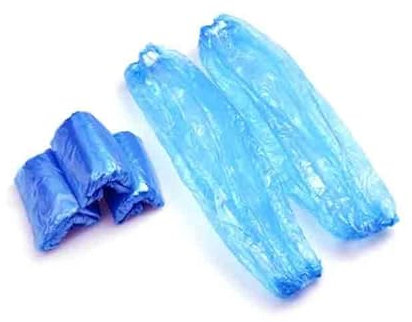 Disposable Over Sleeves to Cover Arms - Waterproof Arm Protection Sleeves with Elastic Ends - Heavy-Duty Forearm Protector Oversleeves for Cleaning, Painting, Food Processing, Blue Pack of 100