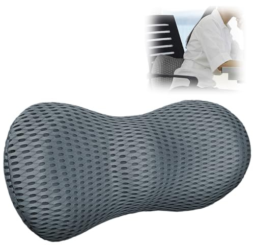 Coussin Lombaire, Support Lombaire pour Voiture, Coussin de Soutien Dorsal en Mousse à Mémoire de Forme, Coussin Lombaires Chaise Bureau, pour Maison, Bureau, Voiture, Gris