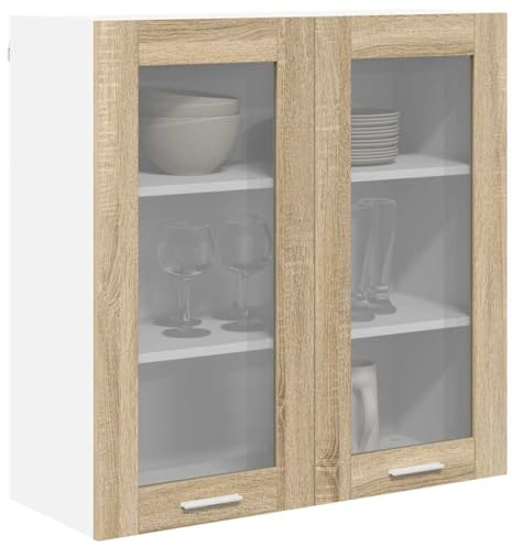 vidaXL Hängande skåp Riga Sonoma-ek 80 x 31 x 80 cm Konstruerat trä, Modern köksskåp, bra förvaring, rektangulär enhet, organiserar hemmet, stilren design