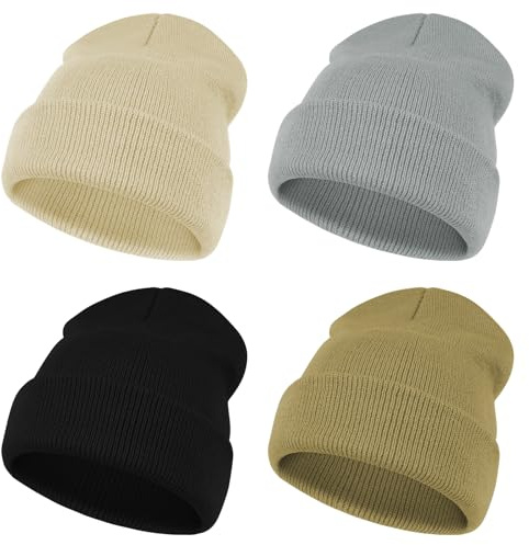 AOOSA 4 Stück Beanie Mütze Kinder, Warme Weiche Wintermützen für Jungen und Mädchen Strickmütze Kinder, Wintermütze Kind für Alltag, Outdoor Herbst und Winter