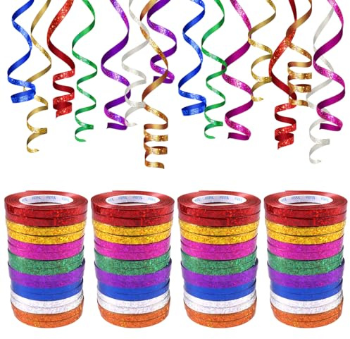 48 Decoraciones de Espirales Colgantes para Carnaval, 48m Decoracion Carnavaldecoraciones Colgantes de Colores, Serpentinas Fiesta Cumpleaños, Serpentinas Nochevieja de Papel para Party Decoration