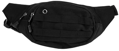 MAGICLULU Paquet Banane en Tissu Oxford Noir Sangle de Taille Ajustable et Accès Facile, Accessoire de Sport Multifonction pour Course et Voyage