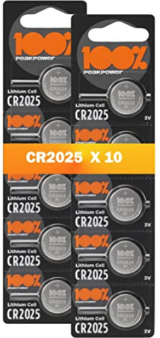 100PP CR2025 Battery 3V Lithium 10 Pack - for Car Keys & Remotes