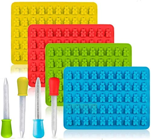 Stampi per caramelle in silicone stampi da forno antiaderenti vassoi per cubetti di ghiaccio per la produzione di muffin per torte, gelatina gommosa per cupcake con 4 gocce (18,5 * 13,5 * 1 cm)