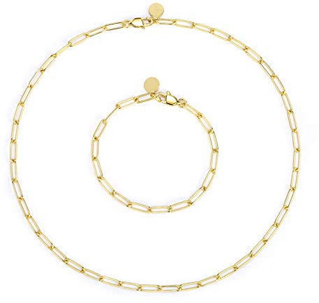 ALEXCRAFT Gliederkette Ankerkette Edelstahl Lange Hammer Flachkette Gold Halskette mit Verstellbarem Hakenverschluss für DIY Schmuckherstellung