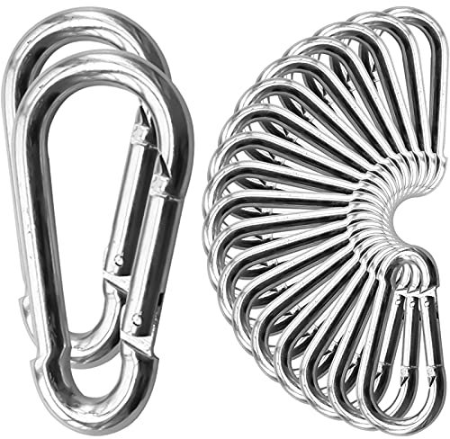 Lot de 50 mousquetons robustes M8 de 1,6 cm, mousquetons en acier galvanisé de 7,6 cm, chaîne à maillons rapides pour hamac, balançoire, fitness, activités de plein air, bateau