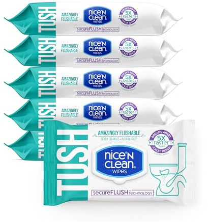 Nice 'N Clean SecureFLUSH Wet Wipes for Adults (42 Count, 6 Pack) | Wet Toilet Paper with Moisturizing Aloe & Vitamin E | New Improved 0% Alcohol Formula