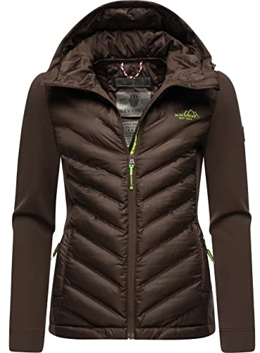 Navahoo, giacca leggera da donna per la mezza stagione, trapuntata, con cappuccio, Nimm Mich Mit, XS-XXL, Dark Choco, XS