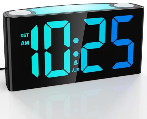 Mesqool Digital Alarm Clock for Bedrooms - Plug-in LED Clock with Dynamic RGB Digits, Dimmable Display & Night Light, 7 Color Options, Adjustable Alarm Volume, DST, 12/24 Hour - Ideal for Kids