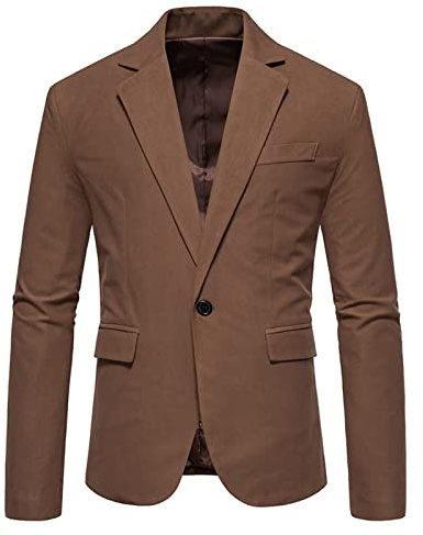 Generic Men's Slim Fit Linen/Coffee Blazer, V-Neck, Long Sleeve, Lightweight, Linen Lining, Casual & Formal, Office, Graduation, Wedding, Business, Size L, XL, 2XL, 3XL, 4XL