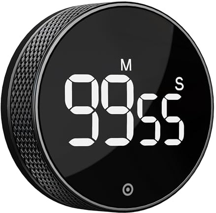 BlueSnail Kitchen Timer with LED Digital Display Smart Efficana for Home Classroom Gym Office, Volume and Brightness Adjustable Productivity Timer (All Black)