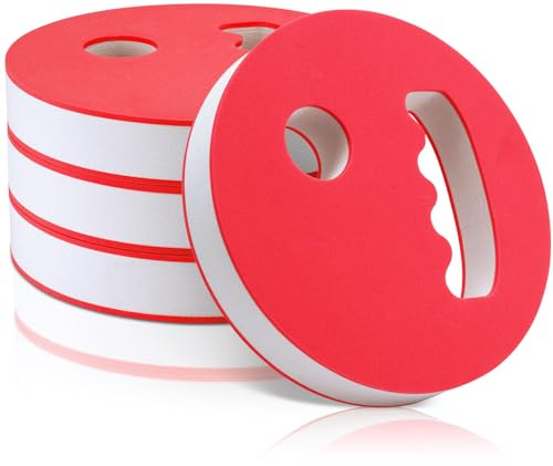 Hungdao Juego de 4 discos de ejercicio de agua para piscina, equipo aeróbico de espuma EVA para adultos, resistencia de piscina de mano para natación, principiantes, artritis (blanco y rojo)