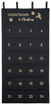 HERZWILD Fabric Advent Calendar for Filling, Fabric Bag to Decorate Yourself, Gift Bag, Reusable Tapestry Set (Black)