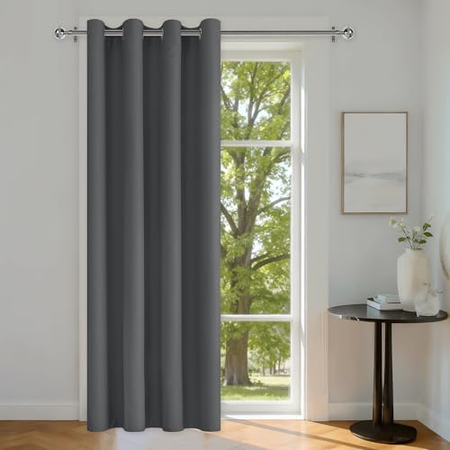 DWCN Rideau de Porte Isolant Thermique Gris Foncé Rideaux Separation L132xH210 cm Lot de 1 Rideaux Occultant à Oeillets Brise-bise Rideau Acoustique Moderne Maison Décoration pour Salon/Chambre/Bureau