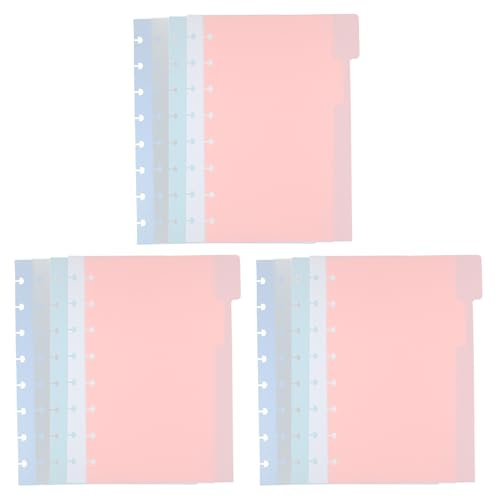 MOTHNUR Separadores de Índice de Plástico PP con Pestañas Tamaño 55X85 15 Hojas 3 Juegos de 5 Hojas Divisores para Carpetas de Anillas Compatibles Ideales para Oficina Escuela y