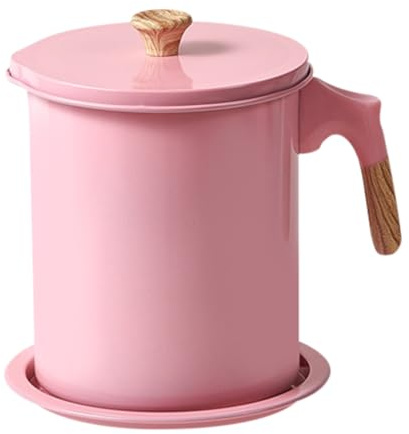 Contenitore per grasso per pancetta con colino, contenitore per olio in acciaio inossidabile, separatore di grasso con beccuccio, barattolo da 1,4 l, per cucina, colazione, friggitrice, forno per