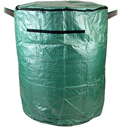 Heavy Duty 265L 265 Litre Compost Bag, Single Bag - 80cm x 65cm - Durable PP Woven Fabric - Water Repellent Coating - Double Stitched Strong Handles - Zip Closure Lid.