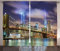 ABAKUHAUS New York Rustikaler Gardine, Manhattan Skyline USA, Schlafzimmer Kräuselband Vorhang mit Schlaufen und Haken, 280 x 225 cm, Grün Lila