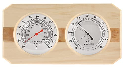 Dyna-Living Sauna Thermometer 2 in 1 Wooden Fahrenheit Thermometer Hygrometer for Sauna Indoor Hygrothermograph for Family Hotel Sauna Room