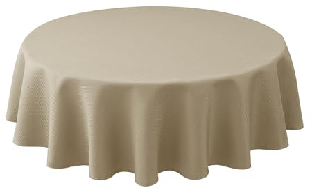 Biscaynebay Textured Fabric Round Tablecloths 60 for Round Tables diameters from 28 to 48, Natural Water Resistant Folding Table Covers Washable for Dining, Kitchen, Wedding, Parties etc