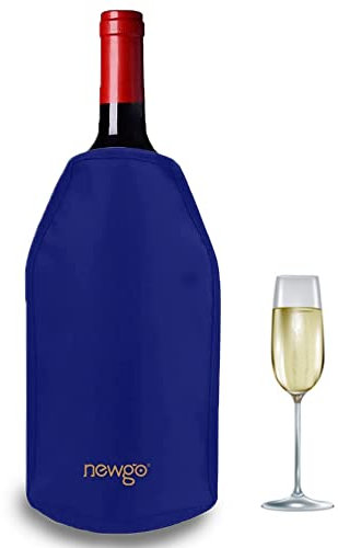 NEWGO® Wine Cooler Sleeve, Reusable Wine Ice Pack Sleeve with Protector, Rapid Cooling Insulator Bottle Chiller for Champagne Burt White Red Wine, Beer - Blue