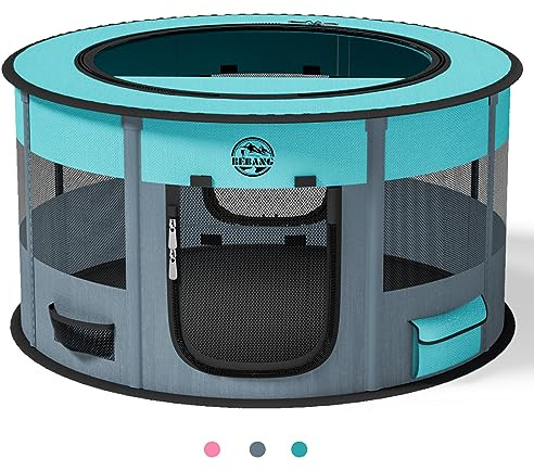 Corralito para Perros, Corrales Plegables Grandes para Mascotas para Interiores y Exteriores, con Funda de Transporte, Cuenco de Comida para Gatos, Cachorros, Conejos..