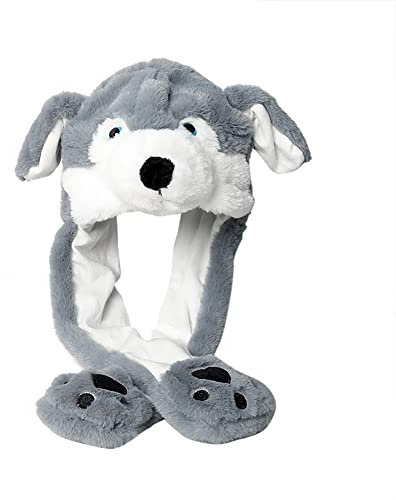 Beweglicher Ohr Hut, Plüsch Tiermütze Mit Moving Ear Flap - Halloween Partyhut Tiger Katze Panda Welpe Schwein Cosplay Mütze - Lustiger Hase Hut für Erwachsene Kinder Weihnachtsfeier