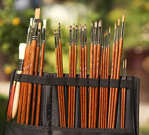 32 Stück Pinselset mit 1pc Spachtel, Premium Nylon Kunst Pinsel für Aquarell, Acryl & Ölgemälde für Anfänger, Schüler,Künstler und Gemälde Liebhaber