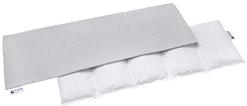 Medi Partners Coussin chauffant noyaux de cerise 60x20cm 800g 100% coton Waffle 5 Chambres par le froid Taie d'oreiller amovible (Gris)