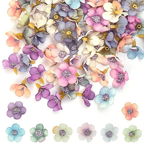 DOUSELLA 120 Stück Mini Künstliche Blumen Klein Blumenköpfe Deko Mini Kunstblumen Seidenblumen Bunte Künstliche Blumen Deko Dekoblüten zum basteln Gemischt Gänseblümchen für Valentinstag Hochzeit