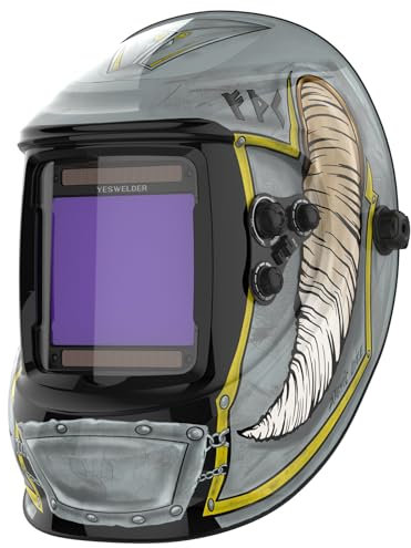 YESWELDER Masque Soudure Vraie Couleur Grande vue 10X9cm Casque Soudure Automatique Solar Power/Pile remplaçable, 4 Capteur Premium Grandes ombres 4/5-9/9-13 pour TIG MIG ARC CUT GRIND Cagoule Soudure